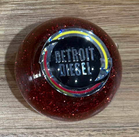 GS-DR1 : Red Glitter Round Knob with Round black/silver/yellow DETROIT DIESEL detail