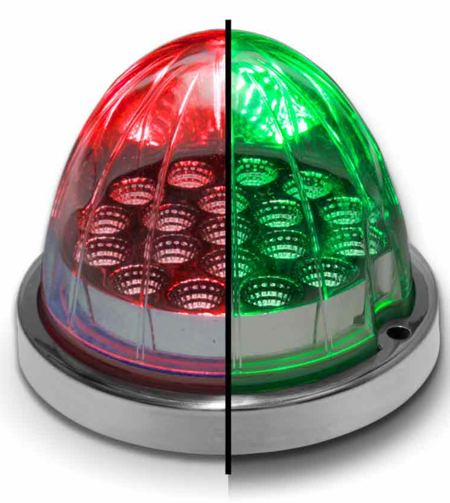 TRUX-TLED-WXRG : RED CLEARANCE & MARKER TO GREEN AUXILIARY WATERMELON LED LIGHT - 19 DIODES