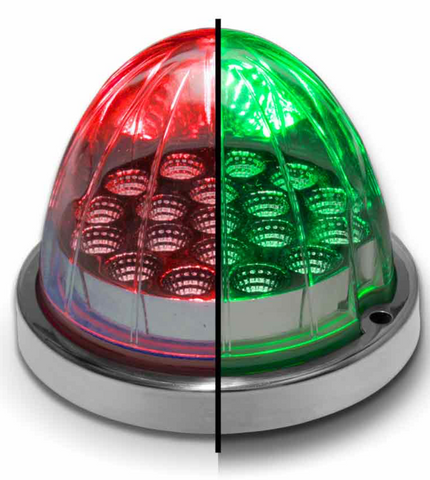 TX-TLED-WXRG : RED CLEARANCE & MARKER TO GREEN AUXILIARY WATERMELON LED LIGHT - 19 DIODES