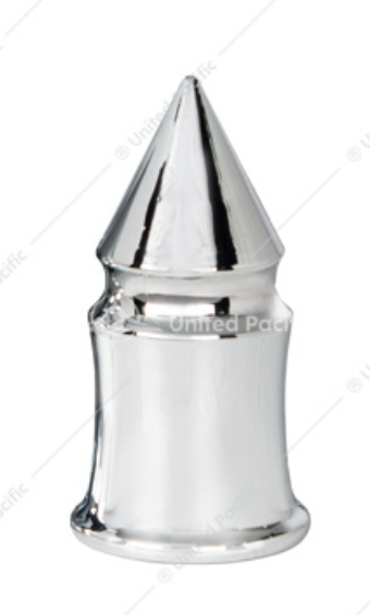 UNITED PACIFIC - 10553B : 33MM X 4-3/8" CHROME PLASTIC V-SPIKE NUT COVER - THREAD-ON (10-pack)