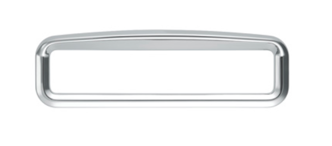 UNITED PACIFIC - 20595 : CHROME BEZEL WITH VISOR FOR 4-3/8" X 7/8" KENWORTH GLOVE BOX EMBLEM