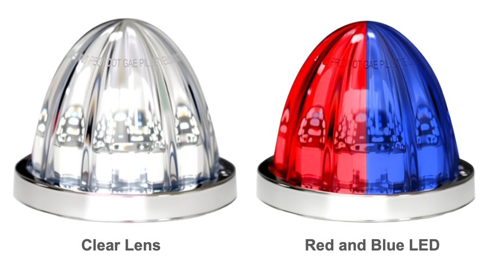 AACC-SARB: Red & Blue LED/Clear Lens Starlight Series Dual Colour Range