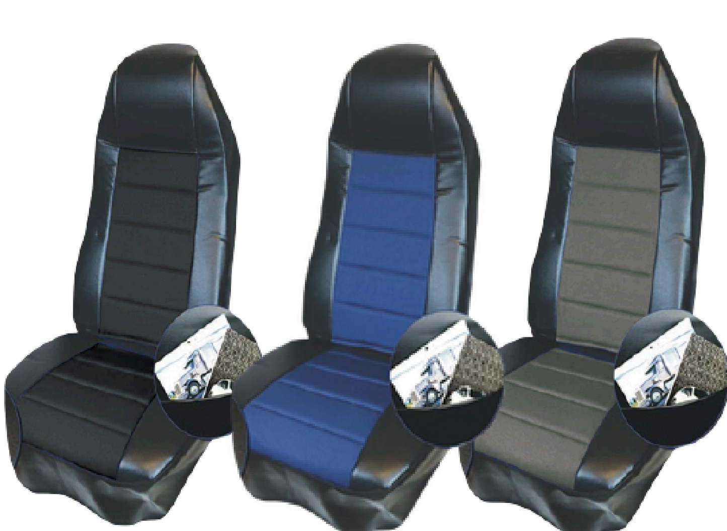 GRS-25-1508 Faux Leather Seat Cover Universal For Big Rigs Black/Gray 1 Per Bag