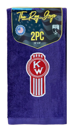The Rag Guys - KWPU-R2- KENWORTH Red Ol Skool Logo Purple Rag/Towel - Set of 2