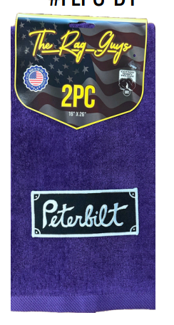 The Rag Guys - PBPU-B3 - PETERBILT Black Vintage Rectangle Logo Purple Rag/Towel - Set Of 2