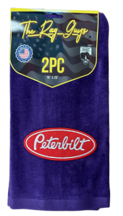 The Rag Guys - PBPU-R1 - PETERBILT Red Oval Logo Purple Rag/Towel - Set Of 2