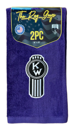 The Rag Guys - KWPU-B2 - KENWORTH Black Ol Skool Logo Purple Rag/Towel - Set of 2