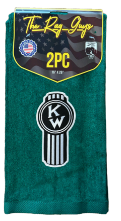 The Rag Guys - KWDG-B2 - Kenworth Ol Skool Black Logo Dark Green Rag/Towel
