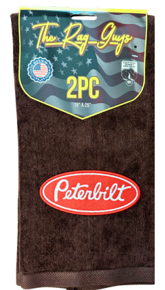 The Rag Guys - PBBR-R1 - PETERBILT Red Oval Logo Brown Rag/Towel - Set Of 2