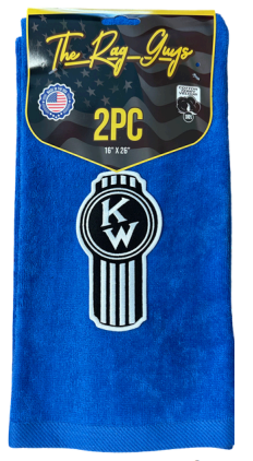 The Rag Guys - KWRB-B2- KENWORTH Black Ol Skool Logo Royal Blue Rag/Towel - Set of 2