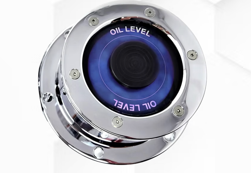 LT - CFOC-7WB : 5-1/2" Front Oil Steer Hub Cap Covers With BLUE WINDOW (Set of 2)