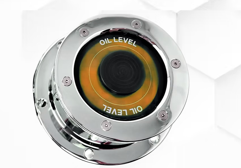 LT - CFOC-7WO : 5-1/2" Front Oil Steer Hub Cap Covers With ORANGE WINDOW (Set of 2)