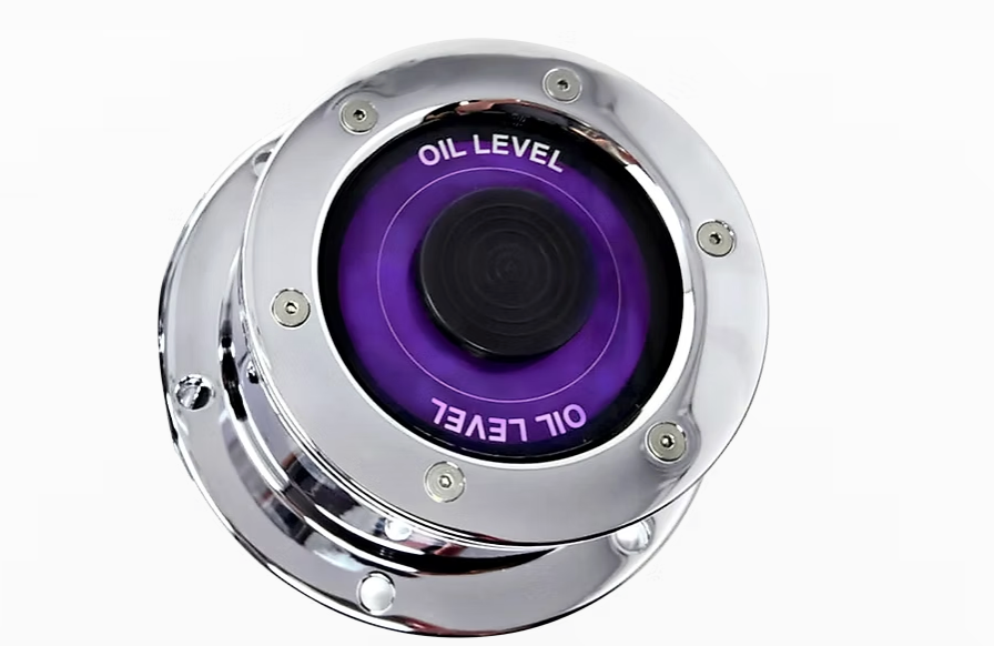 LT - CFOC-7WP : 5-1/2" Front Oil Steer Hub Cap Covers With PURPLE WINDOW (Set of 2)