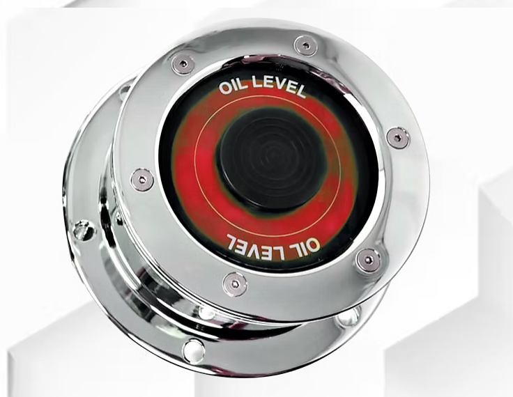 LT - CFOC-7WR : 5-1/2" Front Oil Steer Hub Cap Covers With RED WINDOW (Set of 2)