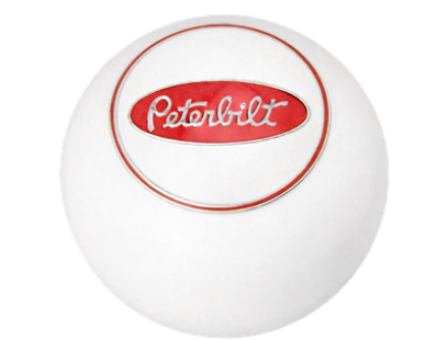 GS-PB-W/W: Peterbilt White Knob Withe Logo