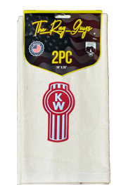 The Rag Guys- KWIV-R1 KENWORTH Red Logo Ivory rag/towel - Set Of 2