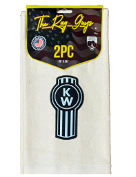 The Rag Guys - KWIV-B1 - Black KENWORTH Logo Ivory/Towel - Set of 2