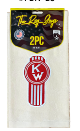 The Rag Guys - KWIV-R2 - KENWORTH Red Ol Skool Logo Ivory Rag/Towel - Set of 2