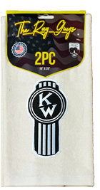 The Rag Guys - KWIV-B2 - KENWORTH Black Ol Skool Logo Ivory Rag/Towel - Set of 2