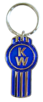 KWTAG-BLV1: Kenworth Epoxy Zinc Metal Keychain Tag Blue 2"x1"