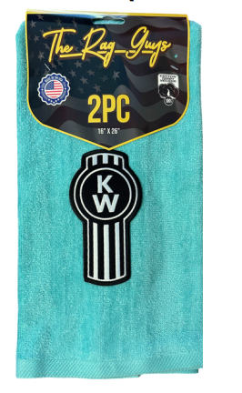 The Rag Guys - KWAQ-B1 -Black kenworth Logo Aqua Towel 2 pc