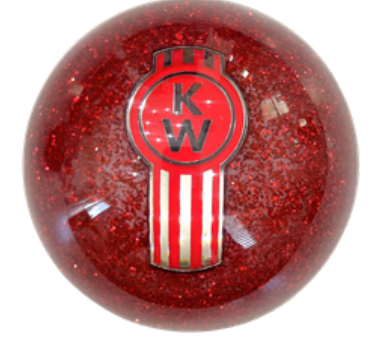 GR-SHKN-KW-R - Kenworth Red Glitter Round Shift Knob