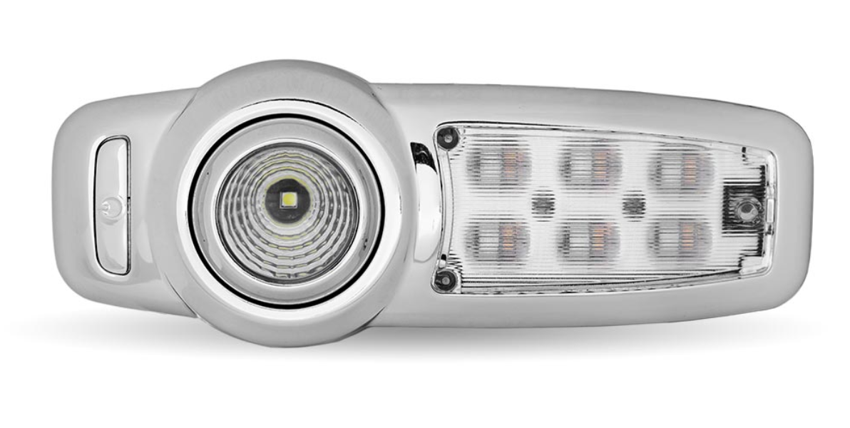 TX-TLED-IR30: LED Interior Projector Dome & Map 7-Color Cab Light for Peterbilt – Chrome