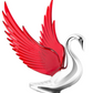 Grand General - 48099 : Chrome Swan Hood Ornament W/ RED WINDRIDERS, ILLUM., 8.5"X7.5"