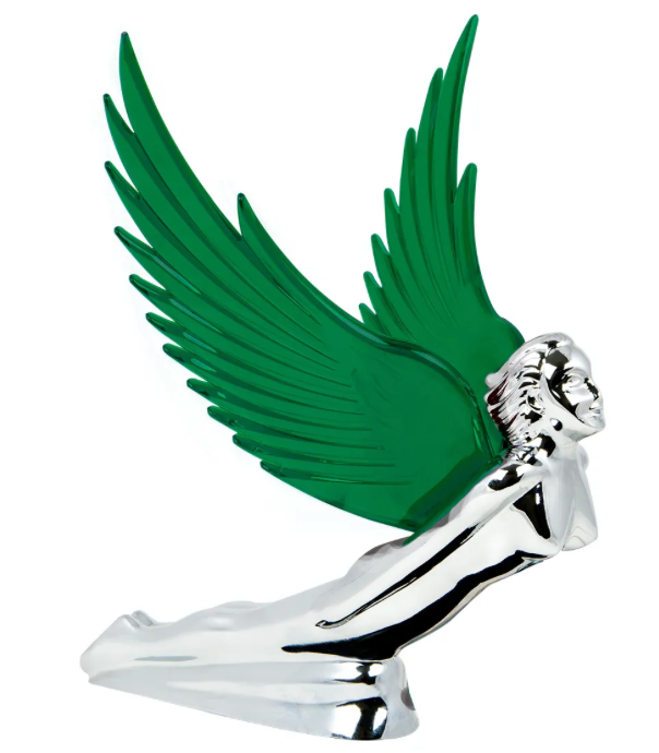 GG - 48108: GREEN WindRider Chrome Flying Goddess Hood Ornament