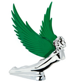 GG-48108 : WINDRIDER CHROME FLYING GODDESS HOOD ORNAMENT - GREEN