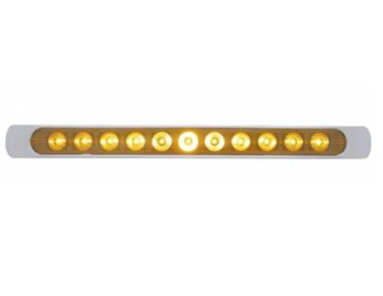 UNITED PACIFIC - 39250 : 11 LED 17" P/T/C Light Bar w/ Chrome Bezel - Amber LED/Amber Lens