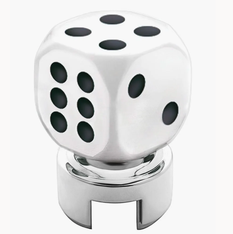 UP-70616: White Dice Gearshift Knob With 13/15/18 Speed Adapter
