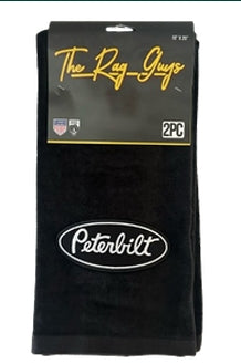 The Rag Guys - PBBK-B1 - PETERBILT Black Oval Logo Black Rag/Towel - Set Of 2