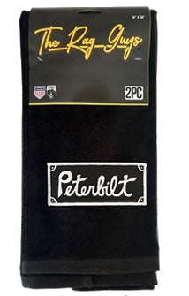 The Rag Guys - PBBK-B3 - PETERBILT Black Rectangle Logo Black Rag/Towel - Set Of 2