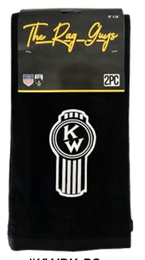 The Rag Guys - KWBK-B2 - KENWORTH Ol Skool Black Logo Black Rag/Towel - Set Of 2