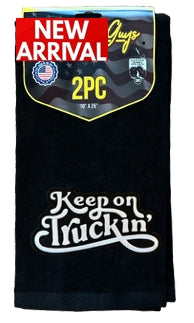 The Rag Guys - KEBK-B1: KEEP ON TRUCKING Black Logo Black Towel