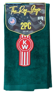 The Rag Guys - KWDG-R1 - KENWORTH Red Logo Dark Green Rag/Towel - Set Of 2