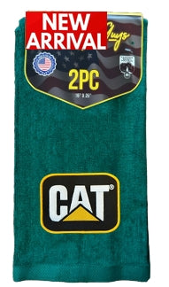 The Rag Guys - CADG-B1 - CAT Black/Yellow/White Logo Dark Green Rag/Towel - Set Of 2