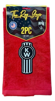 The Rag Guys - KWRD-B1 - KENWORTH Black Logo Red Rag/Towel - Set Of 2