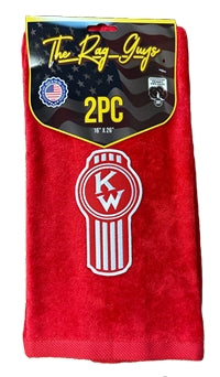 The Rag Guys - KWRD-R2 - KENWORTH Ol Skool Red Logo Red Rag/Towel - Set Of 2