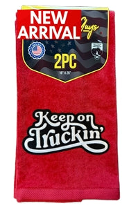 The Rag Guys - KERD-B1 - KEEP ON TRUCKING Black Logo Red Rag/Towel - Set Of 2