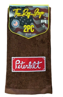 The Rag Guys - PBBR-R3 - PETERBILT Red Rectangle Logo Brown Rag/Towel - Set Of 2
