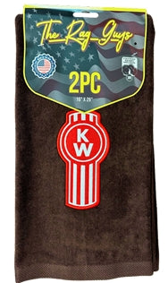 The Rag Guys - KWBR-R1 - KENWORTH Red Logo Brown Rag/Towel - Set Of 2