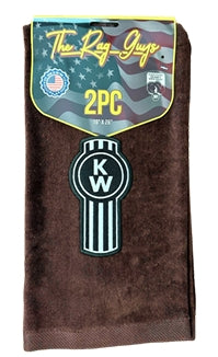 The Rag Guys - KWBR-B1- KENWORTH Black Logo Brown Rag/Towel - Set Of 2