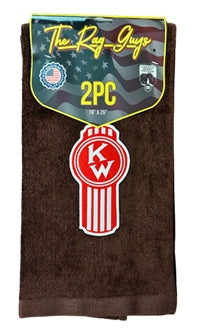 The Rag Guys - KWBR-R2 - KENWORTH Red Ol Skool Logo Brown Rag/Towel - Set Of 2
