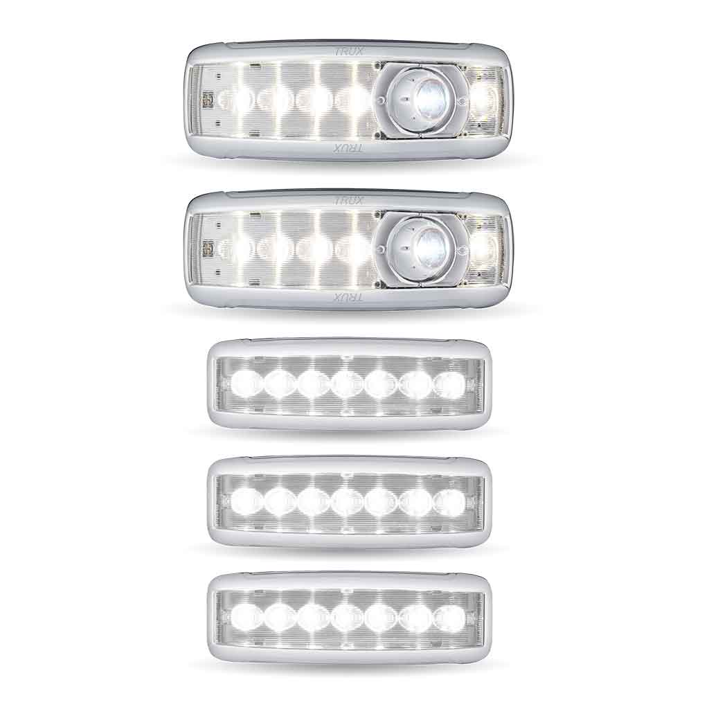 TX-TLED-IK80: Chrome LED Interior Projector Dome 7-Color Cab & Sleeper Lighting Kit for Kenworth