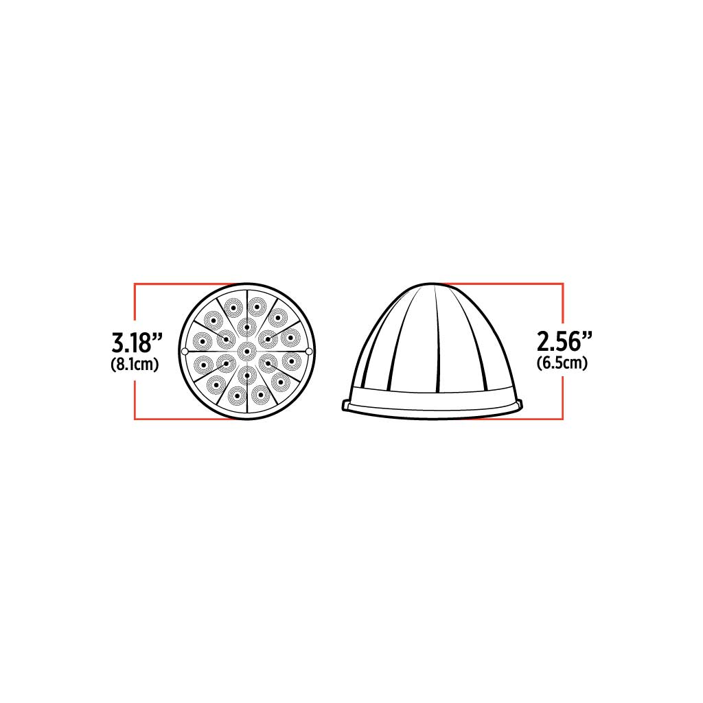 TX-TLED-WCA: Clear Amber Clearance & Marker Watermelon LED Light – 19 Diodes