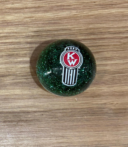 GS-KG4 : Green Glitter Round Knob with white/red/black KW logo detail