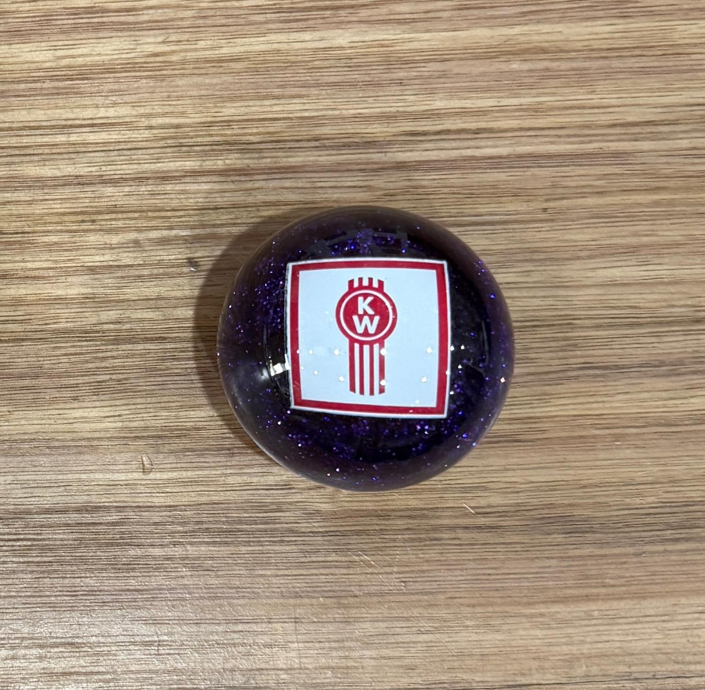 GS-KP1 : Purple Glitter Round Gear Shifter Knob with Square white/red KW logo detail