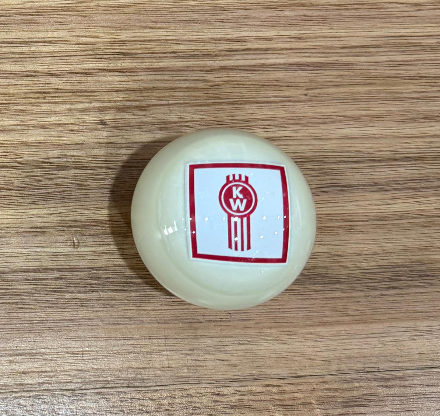 GS-KW6 : White Round Gear Shifter Knob with Square white/red KW detail - with extended nut at base